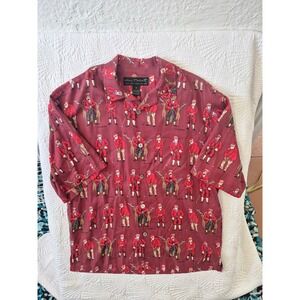 VINTAGE RARE FIND GUY BUFFET 100% SILK Mens Golf Santa Reindeer Holiday Size M